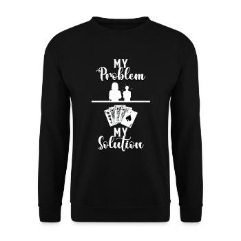Classic Blackjack My Problem My Pictogram Mom Dad - Unisex Sweatshirt - black - Front - Alina (178cm) & Michal (187cm)