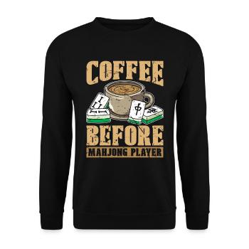 Mahjong Player Coffee Chinese Mahjong Coffee Lover - Unisex Pullover - Schwarz - Vorne - Alina (178cm) & Michal (187cm)