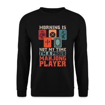 Mahjong Player Morning Is Not My Time Mahjong Game - Unisex Sweatshirt - black - Front - Alina (178cm) & Michal (187cm)