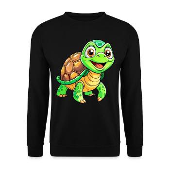 Mega süße Schildkröte - Unisex Pullover - Schwarz - Vorne - Alina (178cm) & Michal (187cm)
