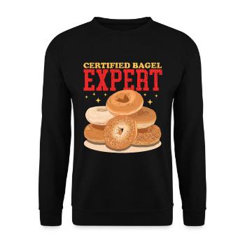 Bagel Expert Bagel Bread Beigel Gift - Unisex Sweatshirt - black - Front - Alina (178cm) & Michal (187cm)