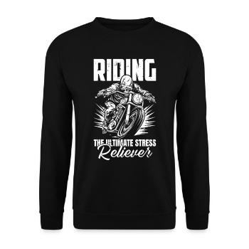 Motorrad Biker Motorbike Motorcycle Therapy - Unisex Pullover - Schwarz - Vorne - Alina (178cm) & Michal (187cm)