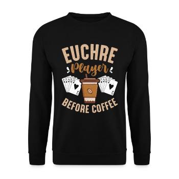 Euchre Joueur Avant Le Jeu De Cartes De Café Amateur De Café - Sweat-shirt Unisexe - noir - Devant - Alina (178cm) & Michal (187cm)