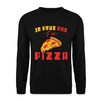I can't I have pizza - Unisex Sweatshirt - black - Front - Alina (178cm) & Michal (187cm)