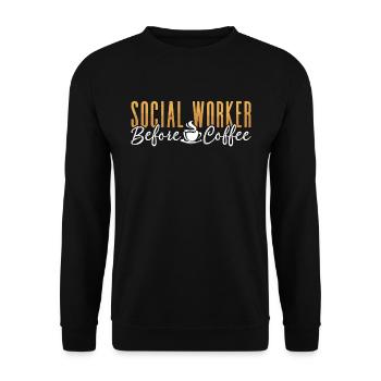 Travailleur social avant l’amateur de café du service social - Sweat-shirt Unisexe - noir - Devant - Alina (178cm) & Michal (187cm)