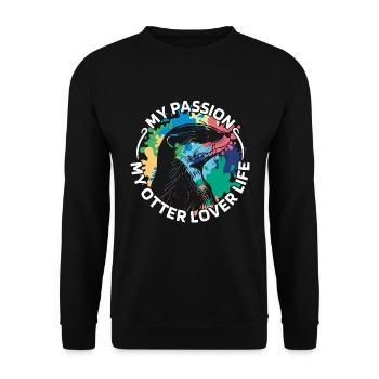 Otter Lover My Passion My Otter Animal Welfare - Unisex Pullover - Schwarz - Vorne - Alina (178cm) & Michal (187cm)