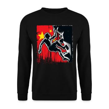 Chinan Climber – Distressed Boulderer Climbing - Unisex Sweatshirt - black - Front - Alina (178cm) & Michal (187cm)