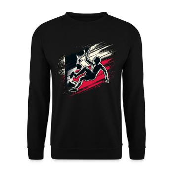 Poland Climber – Distressed Boulderer Climbing - Unisex Pullover - Schwarz - Vorne - Alina (178cm) & Michal (187cm)