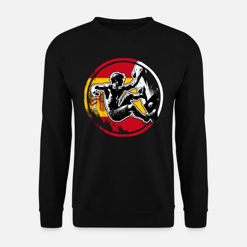 Spain Climber – Distressed Boulderer Climbing - Unisex Pullover - Schwarz