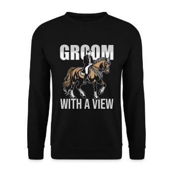 Pferd Reitsport Pferdepflege - Unisex Pullover - Schwarz - Vorne - Alina (178cm) & Michal (187cm)