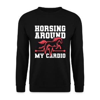 Horse Equestrian Ekg - Unisex Sweatshirt - black - Front - Alina (178cm) & Michal (187cm)