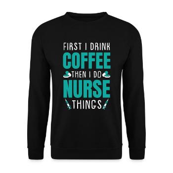 Nurse Caffeine - Unisex Sweatshirt - black - Front - Alina (178cm) & Michal (187cm)