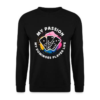 Dominoes Player My Passion My Classic Dominoes - Unisex Sweatshirt - black - Front - Alina (178cm) & Michal (187cm)