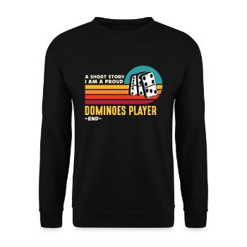Joueur de dominos Une histoire courte Je suis un amateur de dominos - Sweat-shirt Unisexe - noir - Devant - Alina (178cm) & Michal (187cm)