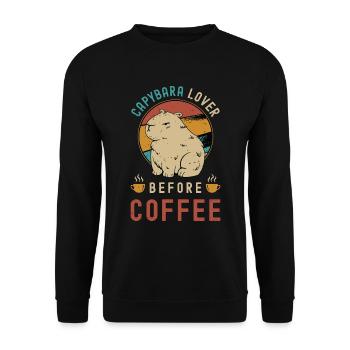 Capybara Lover Before Coffee Rodent Coffee Lover - Unisex Sweatshirt - black - Front - Alina (178cm) & Michal (187cm)