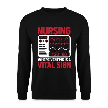Krankenschwester - Unisex Pullover - Schwarz - Vorne - Alina (178cm) & Michal (187cm)