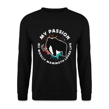 Amant de mammouth laineux Ma passion Mes animaux à tronc - Sweat-shirt Unisexe - noir - Devant - Alina (178cm) & Michal (187cm)