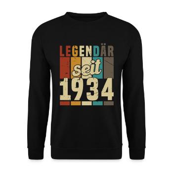 Legend since 1934 Birthday Gift - Unisex Sweatshirt - black - Front - Alina (178cm) & Michal (187cm)