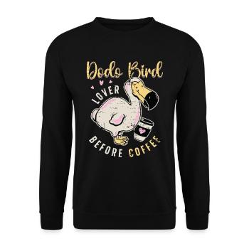 Amoureux des oiseaux dodo avant l’amateur de café ornithologue - Sweat-shirt Unisexe - noir - Devant - Alina (178cm) & Michal (187cm)