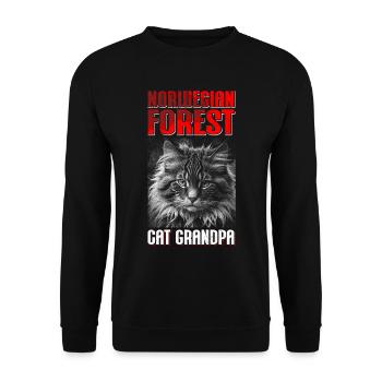 Norwegian Forest Cat Grandpa Norwegian Cat Gift - Unisex Sweatshirt - black - Front - Alina (178cm) & Michal (187cm)