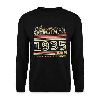 Original 1935 Vintage Retro Anniversary Gift - Unisex Sweatshirt - black - Front - Alina (178cm) & Michal (187cm)