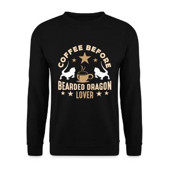 Dragon barbu café herpétologiste amateur de café - Sweat-shirt Unisexe - noir - Devant - Alina (178cm) & Michal (187cm)