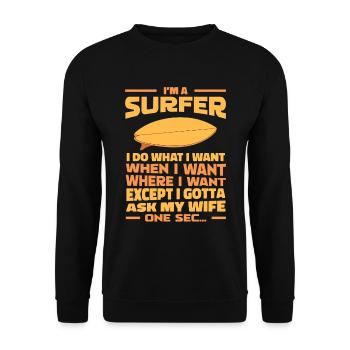 Surfer Surfen - Unisex Pullover - Schwarz - Vorne - Alina (178cm) & Michal (187cm)