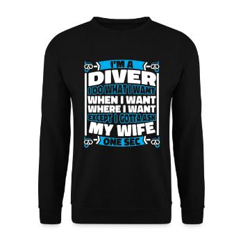 Tauchen Taucher - Unisex Pullover - Schwarz - Vorne - Alina (178cm) & Michal (187cm)