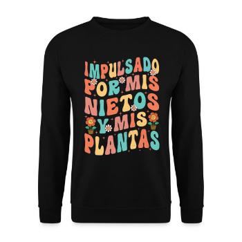 Unterstützt Von Grandchildren And Plants Design - Unisex Pullover - Schwarz - Vorne - Alina (178cm) & Michal (187cm)