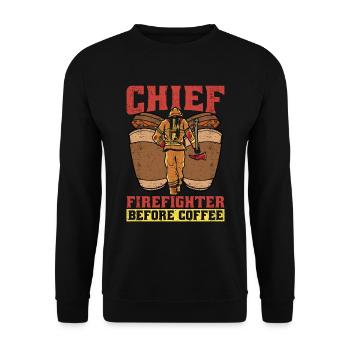 Chief Firefighter Before Fire Service Coffee Lover - Unisex Pullover - Schwarz - Vorne - Alina (178cm) & Michal (187cm)