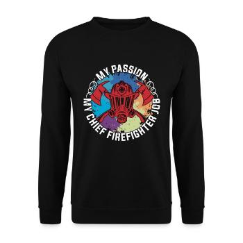 Chief Firefighter My Passion My Chief Fire Service - Unisex Pullover - Schwarz - Vorne - Alina (178cm) & Michal (187cm)