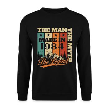 Vinatge 1984 Geburtstagsgeschenk - Unisex Pullover - Schwarz - Vorne - Alina (178cm) & Michal (187cm)