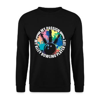 Alley Bowling Player My Passion My Bowling Lover - Unisex Sweatshirt - black - Front - Alina (178cm) & Michal (187cm)