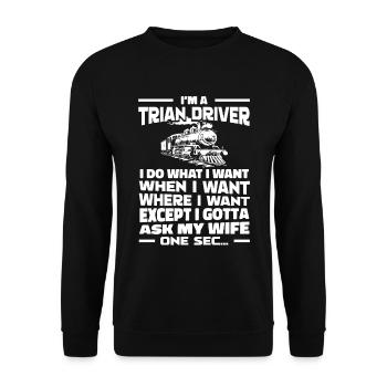 Train Driver Train Driver - Unisex Sweatshirt - black - Front - Alina (178cm) & Michal (187cm)