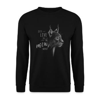 Vivez dans le miaou ! Lynx Wildcat Jeu de mots - Sweat-shirt Unisexe - noir - Devant - Alina (178cm) & Michal (187cm)