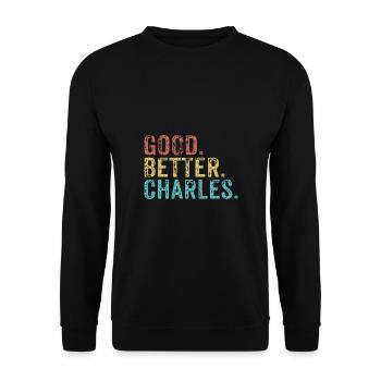 Good better Charles - Unisex Pullover - Schwarz - Vorne - Alina (178cm) & Michal (187cm)