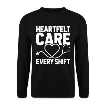 Krankenschwester Herz - Unisex Pullover - Schwarz - Vorne - Alina (178cm) & Michal (187cm)
