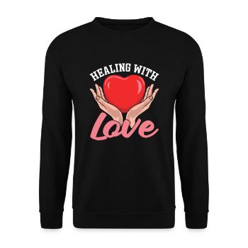 Krankenschwester Liebesherz - Unisex Pullover - Schwarz - Vorne - Alina (178cm) & Michal (187cm)
