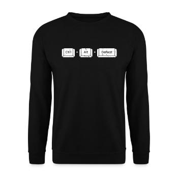 Gamer Gaming Keyboard Shortcuts Ctrl Alt Defeat - Unisex Sweatshirt - black - Front - Alina (178cm) & Michal (187cm)