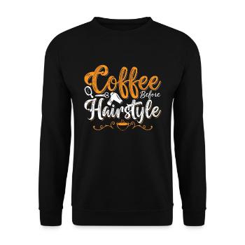 Hairstyle Coffee Before Haircutter Coffee Lover - Unisex Sweatshirt - black - Front - Alina (178cm) & Michal (187cm)