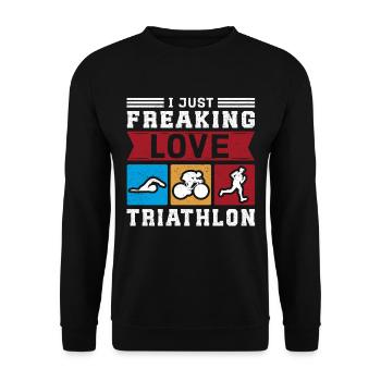 Triathlon Triathletes Athletes Triathlete Gift - Unisex Sweatshirt - black - Front - Alina (178cm) & Michal (187cm)