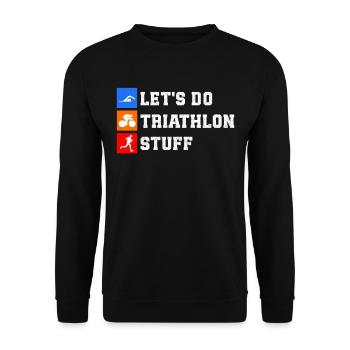 Triathlon Triathlet Triathleten Geschenk - Unisex Pullover - Schwarz - Vorne - Alina (178cm) & Michal (187cm)