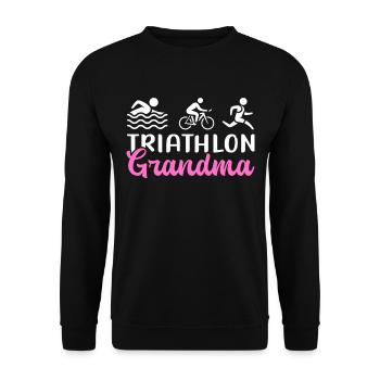 Triathlon Oma Triathleten Triathlet Geschenk - Unisex Pullover - Schwarz - Vorne - Alina (178cm) & Michal (187cm)