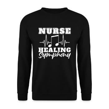 Krankenschwester Musik EKG - Unisex Pullover - Schwarz - Vorne - Alina (178cm) & Michal (187cm)