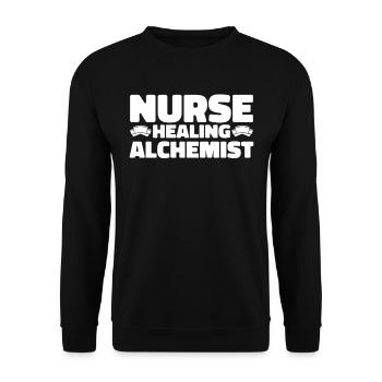 Krankenschwester - Unisex Pullover - Schwarz - Vorne - Alina (178cm) & Michal (187cm)