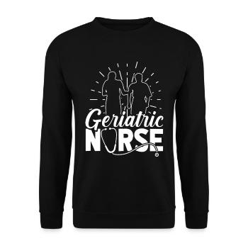 Nurse Old Geriatric Nurse - Unisex Sweatshirt - black - Front - Alina (178cm) & Michal (187cm)