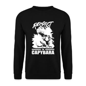 Capybara Wasserschwein - Unisex Pullover - Schwarz - Vorne - Alina (178cm) & Michal (187cm)