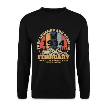 Février 1934 Vintage Anniversaire 1934 Cadeau - Sweat-shirt Unisexe - noir - Devant - Alina (178cm) & Michal (187cm)