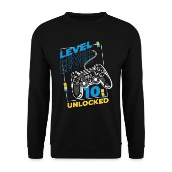 Gamer Gaming Level 10 Unlocked - Unisex Pullover - Schwarz - Vorne - Alina (178cm) & Michal (187cm)