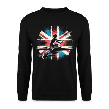 Rudersportlerin Mit Britischer Flagge - Unisex Pullover - Schwarz - Vorne - Alina (178cm) & Michal (187cm)